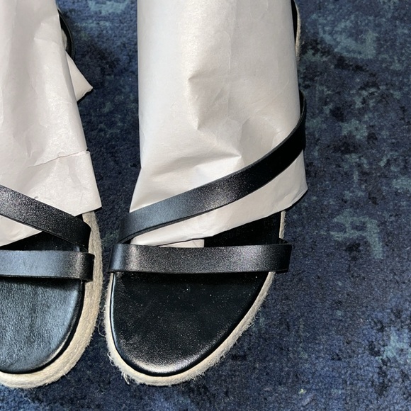 Zara Black (NWT) Strappy Wrap Ankle Sandals - Sz 10/EU41. Woven Wedge Heel - Picture 2 of 7